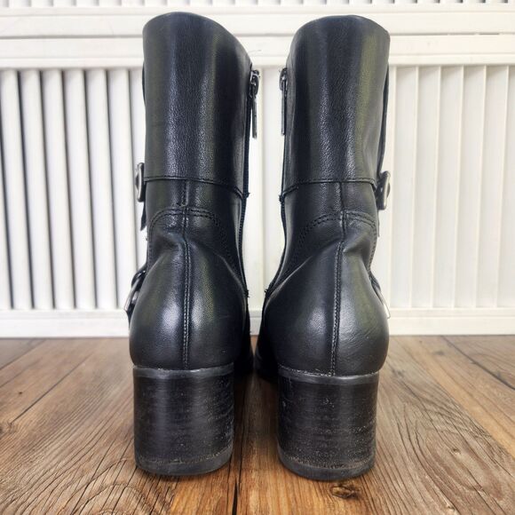 Harley-Davidson - Women’s Leather w/ Metal Buckle Black Heeled Boots - Size 8.5 - Picture 4 of 10